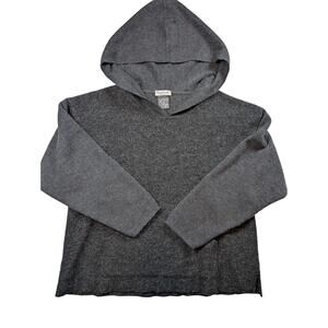 Italian Wool Blend Knit Hoodie Kangaroo Pocket Minimalist Luxe Sweater